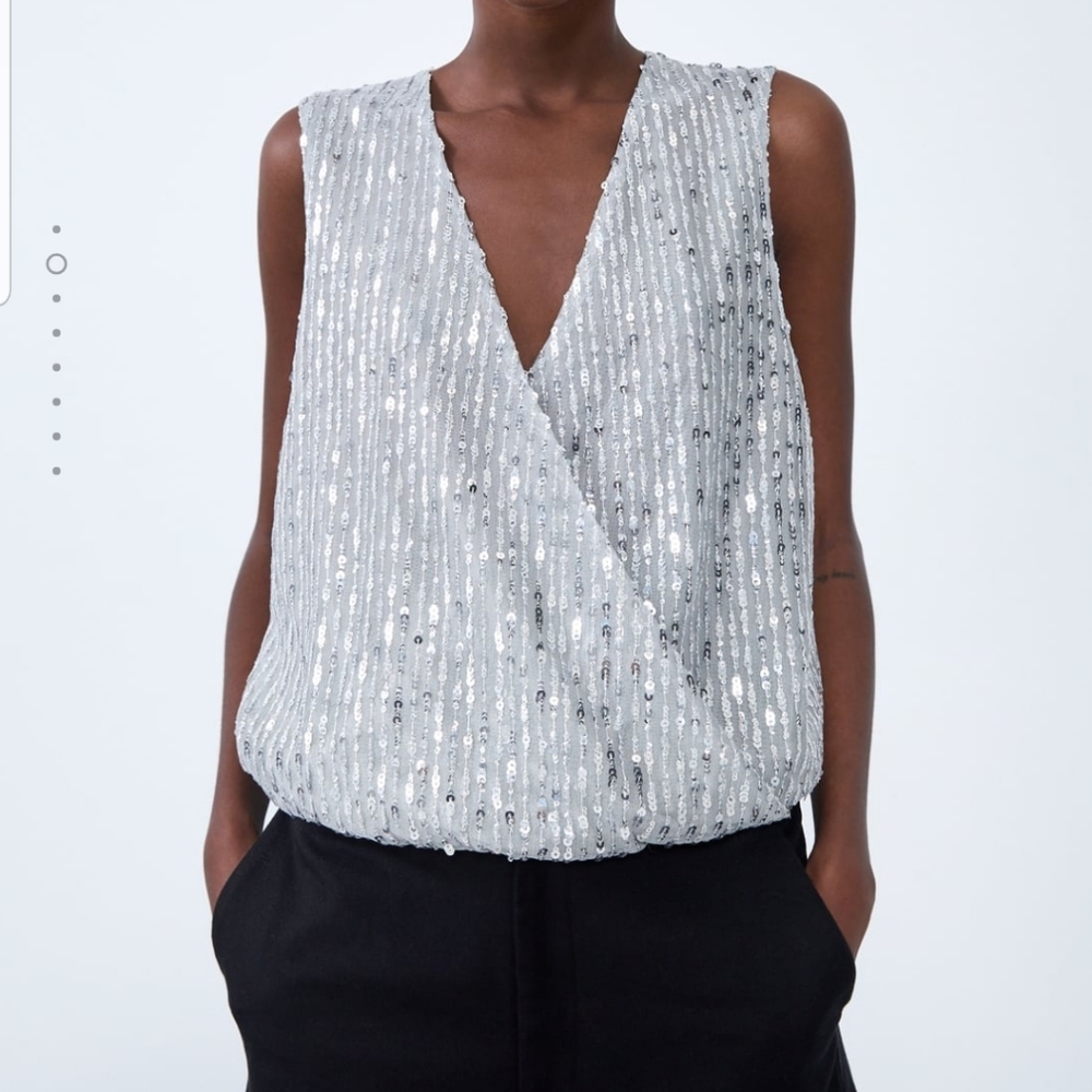 ZARA Sequin Sleeveless Bodysuit